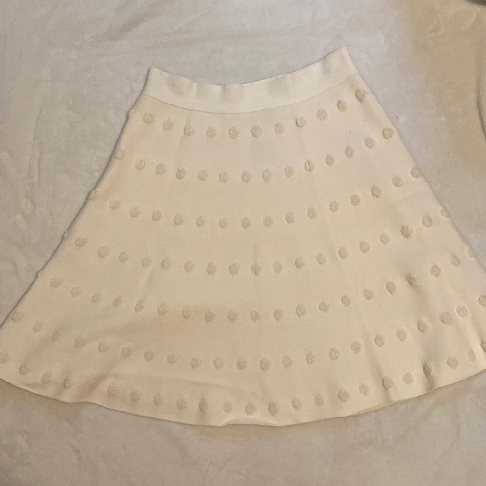 BCBG Max Azria Bandage Bodycon Skirt Cream White Size Small Polka dot